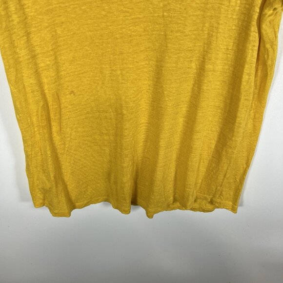Rachel Zoe Shirt Women's Sz 1X Yellow Flutter Sleeve 100% Linen Casual Adult Top - Picture 8 of 9
